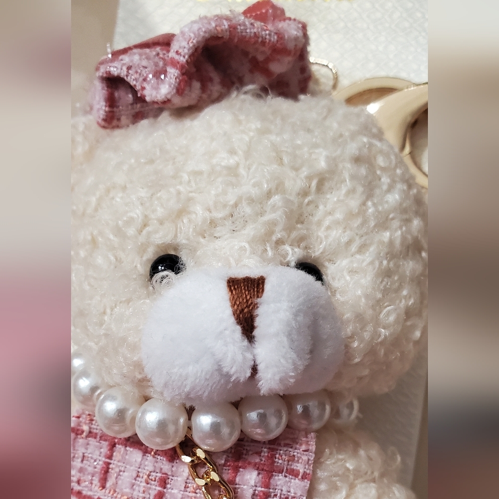Natasha Couture Pink and Cream Teddy Bear Purse Charm - Picture 6 of 6